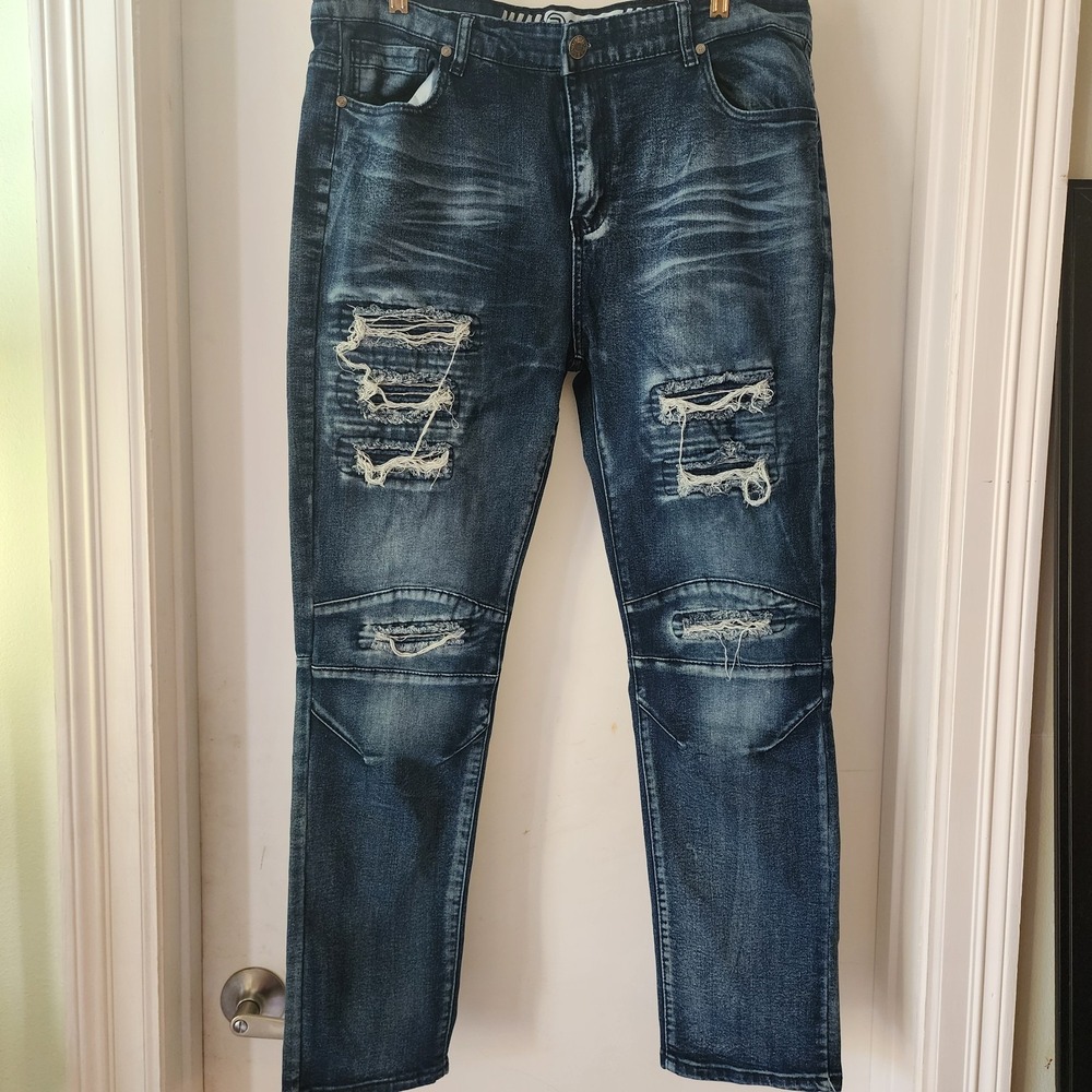 G-Star Raw Women's A20 Distressed Stretch Tapered Denim Jeans Blue 36/28